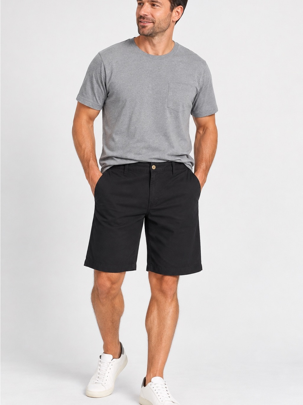 Volcom Mens 32 Black Chino Walking Shorts Core Series Flat Front